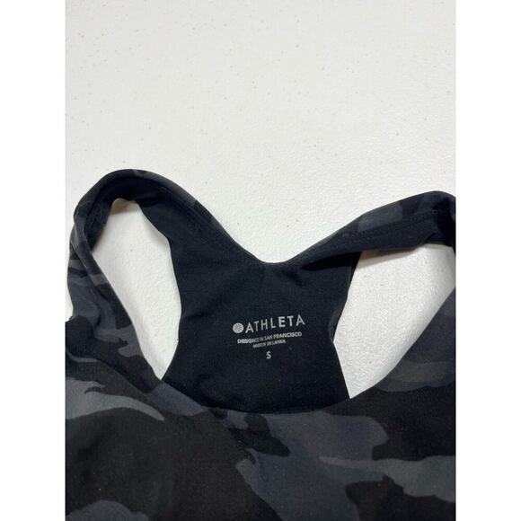 Athleta Conscious Crop Top Bra Black Gray Camo Size Small - Picture 2 of 6